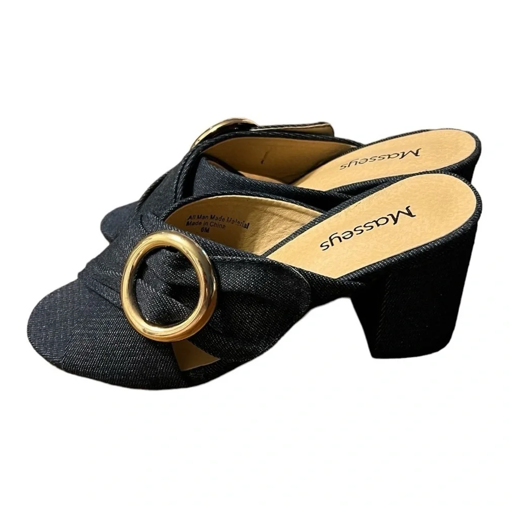Masseys Denim Block Heeled Slings Size 6M